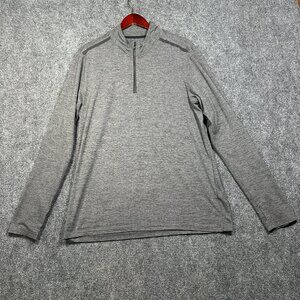 Ideology Pullover Shirt Mens Large  1/4 Zip Thumb Holes Running Gray Stretch